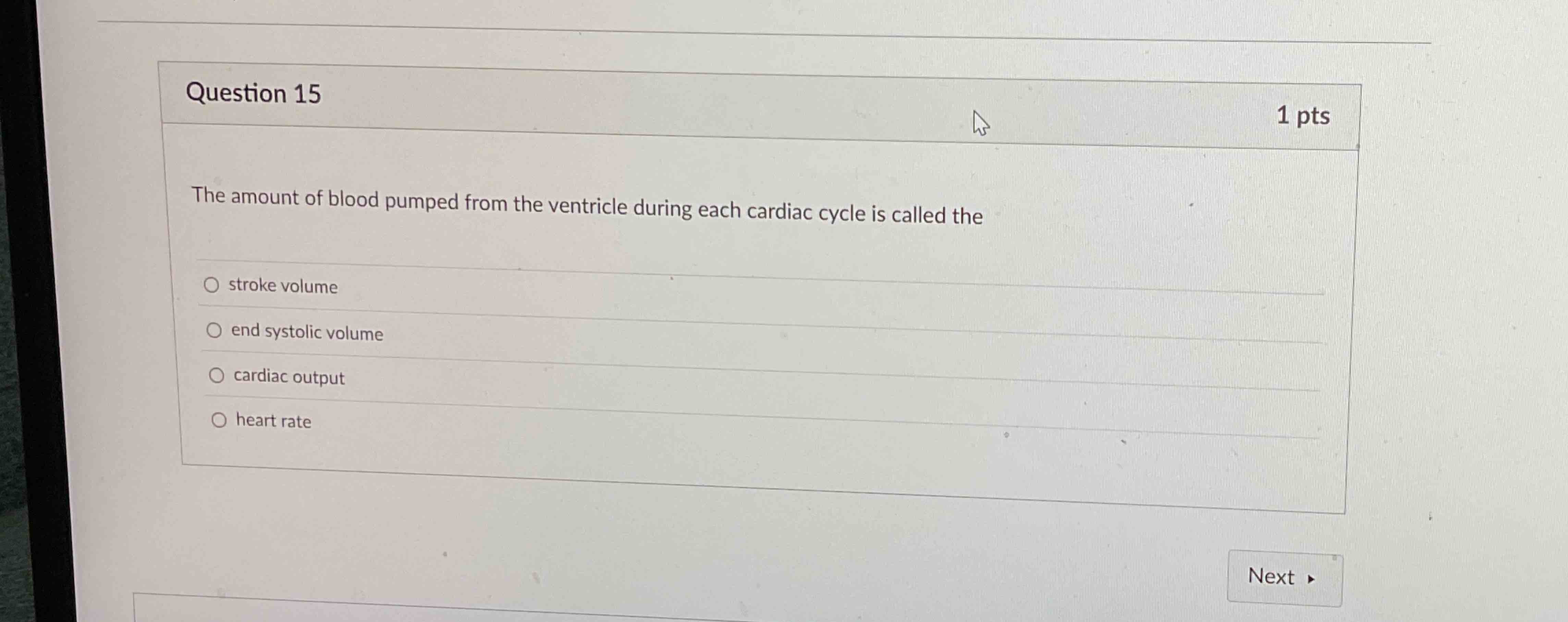 Solved Question 15The amount of blood pumped from the | Chegg.com