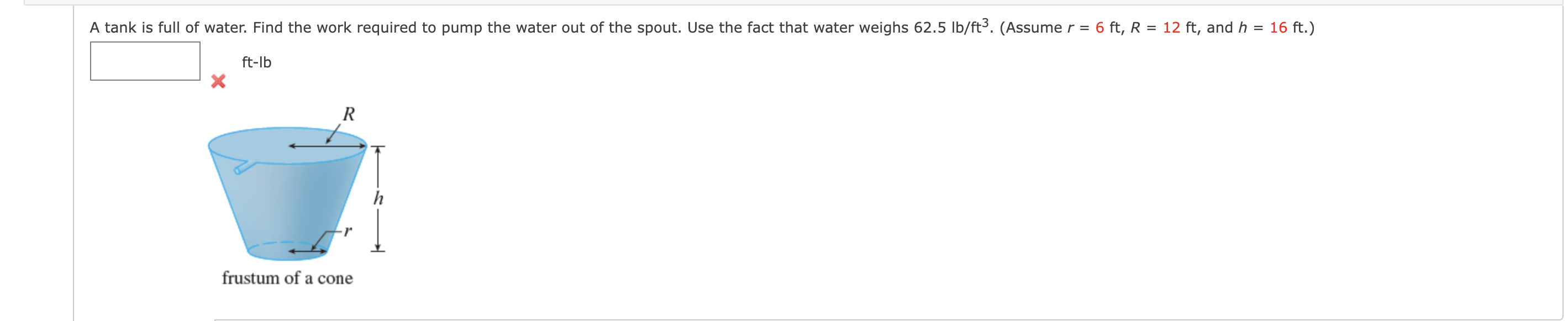 Solved A tank is full of water. Find the work required to | Chegg.com