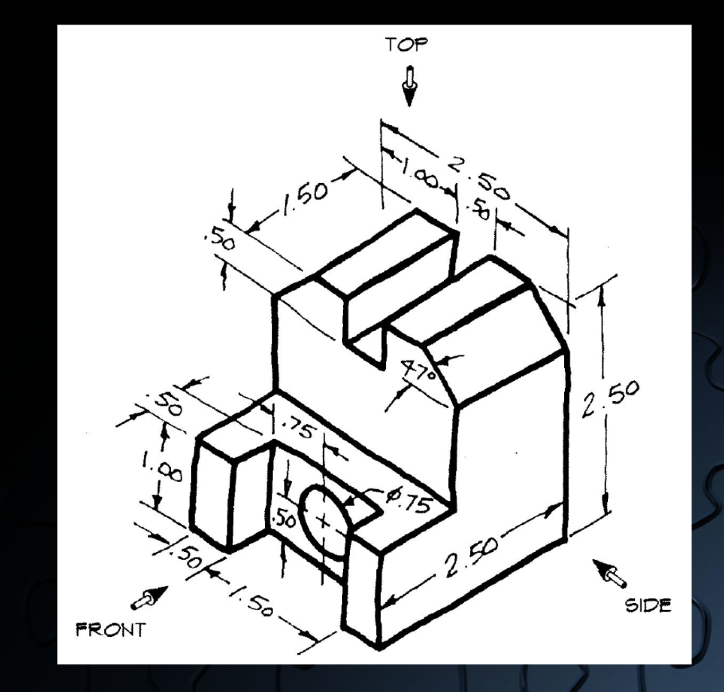 Solved Please draw front view, side view and top view. | Chegg.com