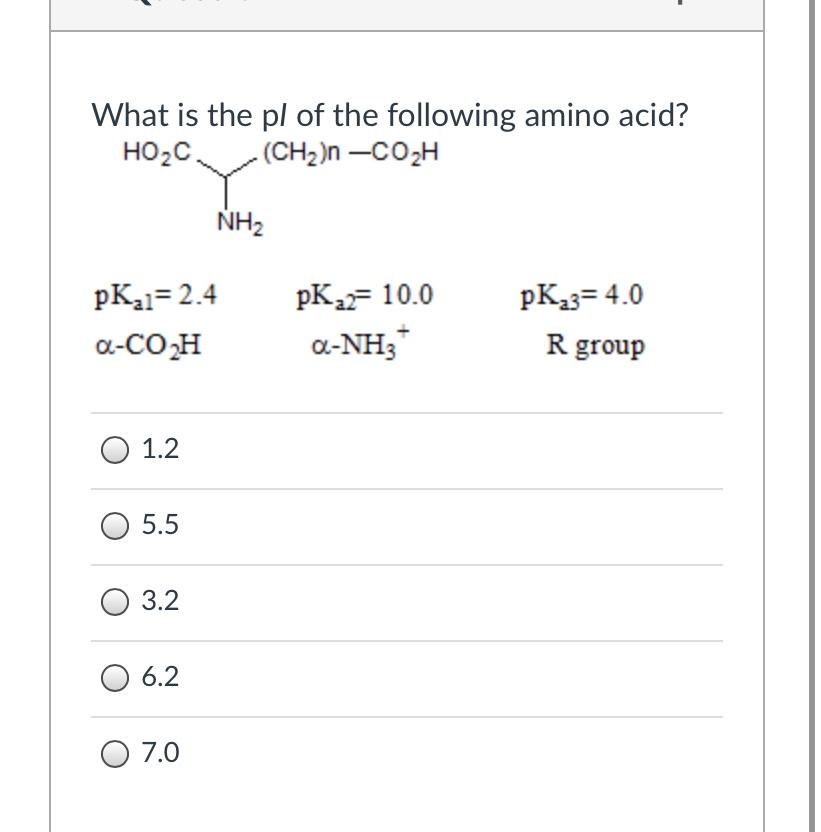 Solved What Is The Pl Of The Following Amino Acid Ho2c Chegg Com