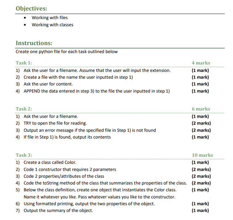 Solved Objectives: - Working with files - Working with | Chegg.com
