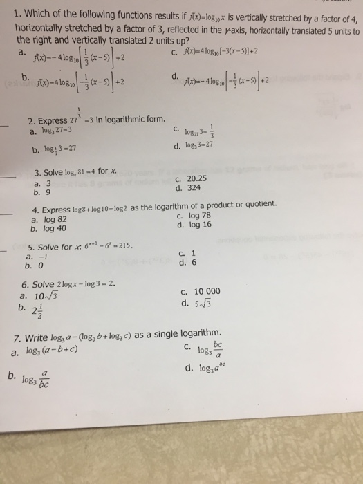 Solved 1. Which of the following functions | Chegg.com