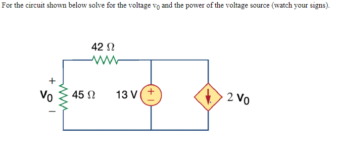 Solved For the circuit shown below solve for the voltage vo | Chegg.com