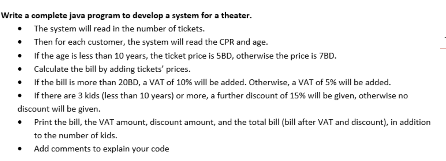 Solved • Write a complete java program to develop a system | Chegg.com