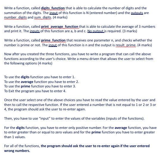 Solved Write a function, called digits function that is able | Chegg.com