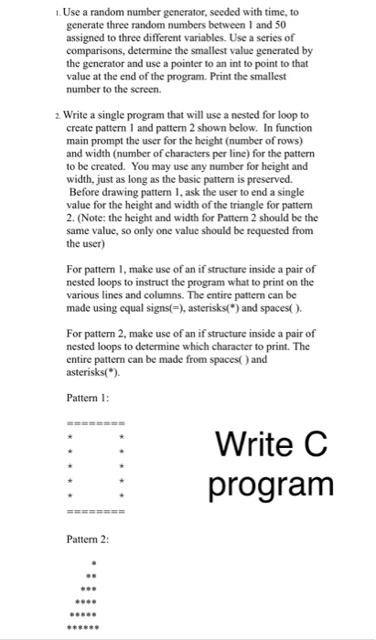 solved problem 2. random number generator write all... Solved 1. Use a random number generator, seeded with time, | Chegg.com