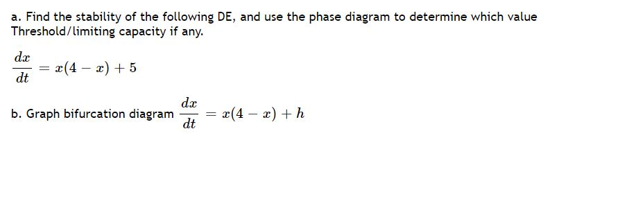 Solved a. Find the stability of the following DE, and use | Chegg.com
