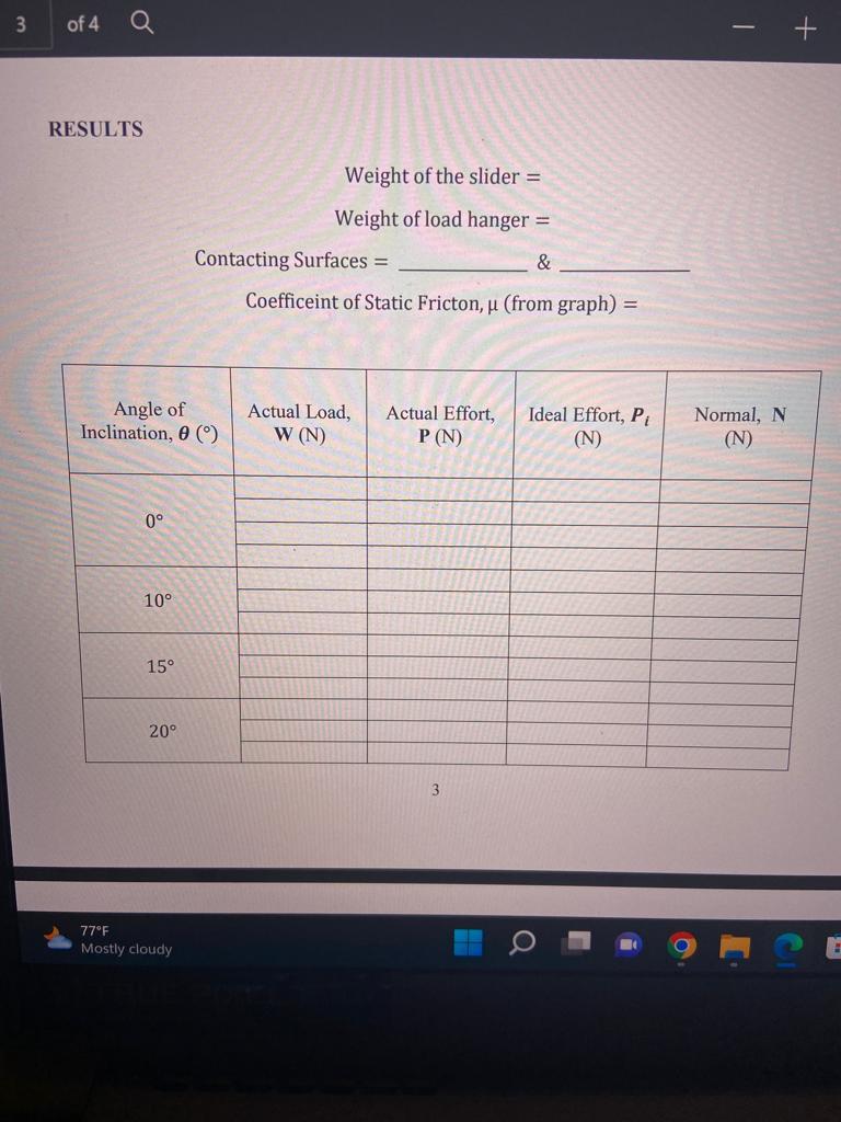 Weight of the slider = Weight of load hanger = | Chegg.com
