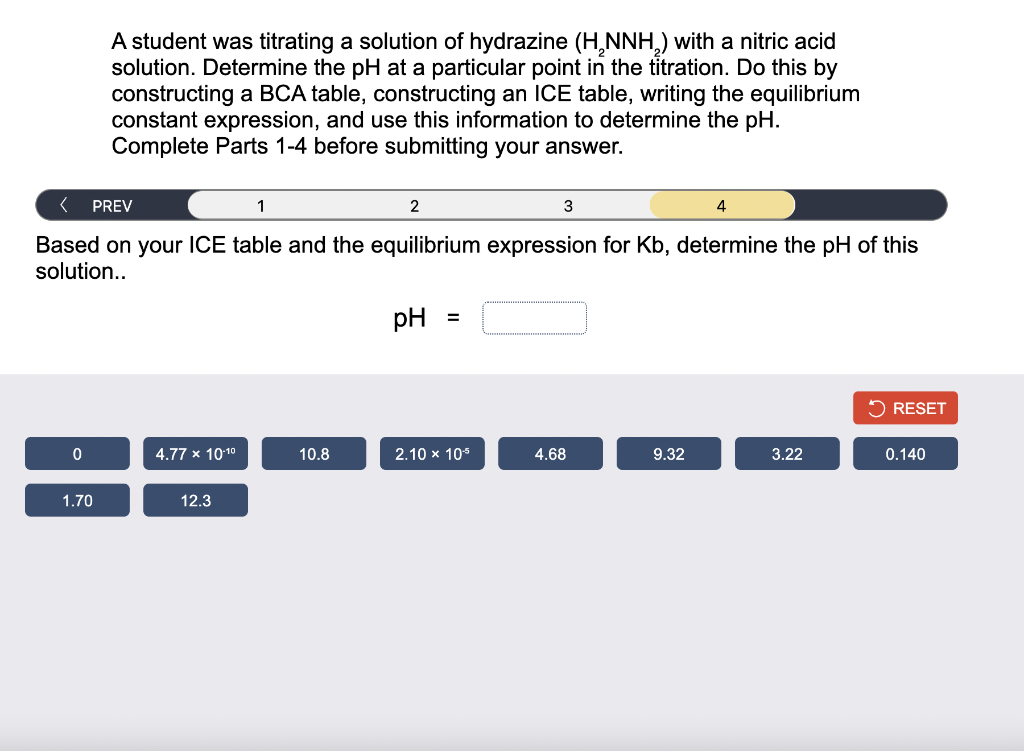 Solved A Student Was Titrating A Solution Of Hydrazine | Chegg.com