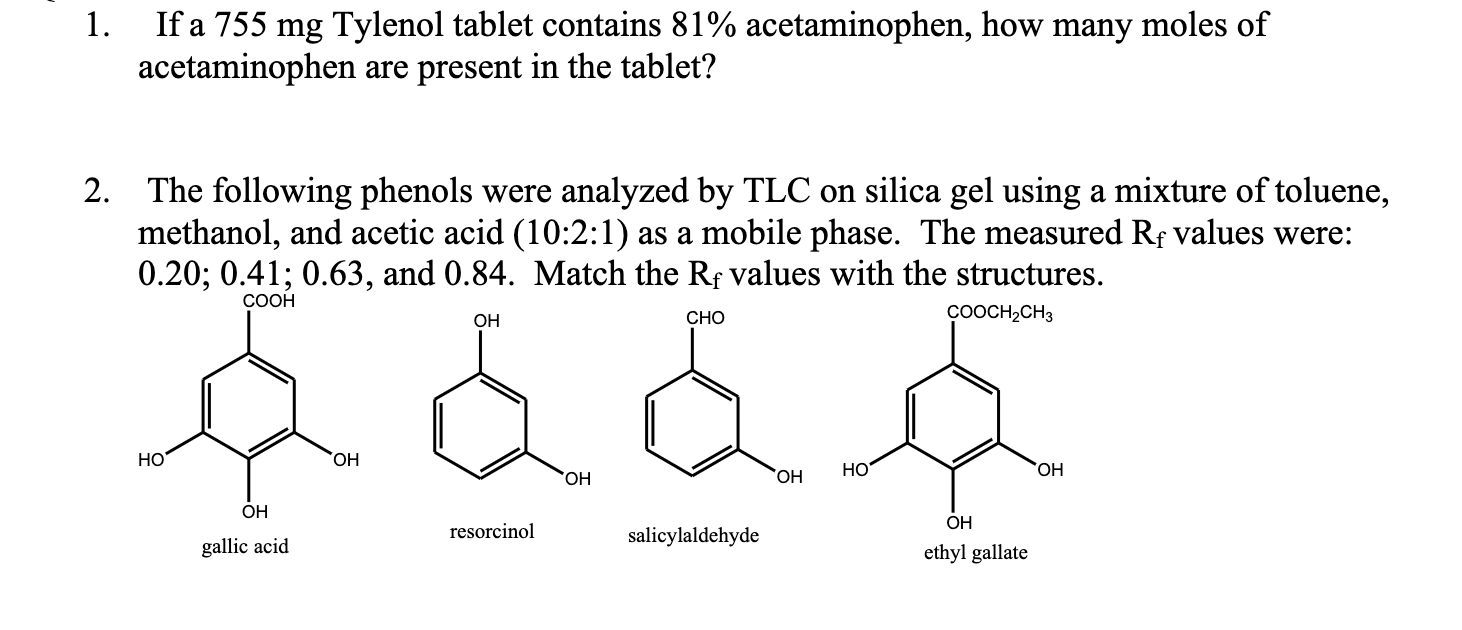 Solved 1. If a 755mg Tylenol tablet contains 81% | Chegg.com