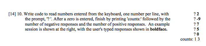 Solved [14] 10. Write code to read numbers entered from the | Chegg.com
