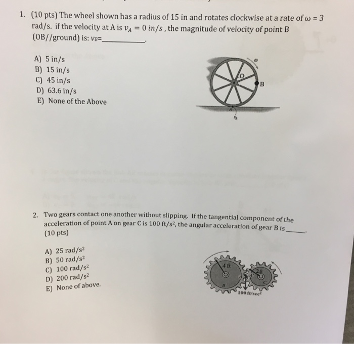 Solved 1. (10 pts) The wheel shown has a radius of 15 in and | Chegg.com