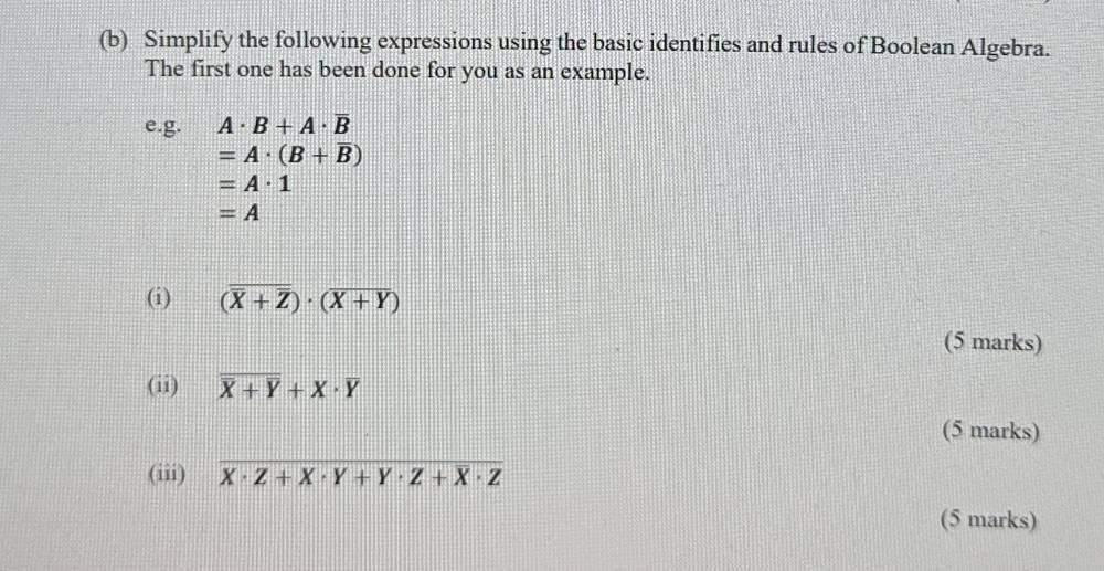 Solved (b) Simplify The Following Expressions Using The | Chegg.com