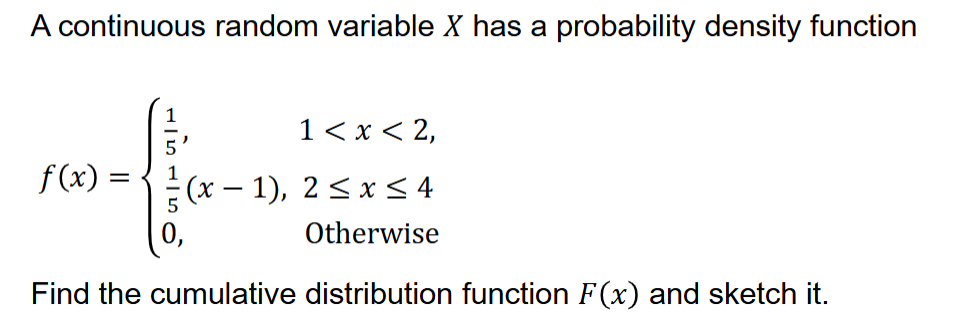 Solved A continuous random variable x ﻿has a probability | Chegg.com