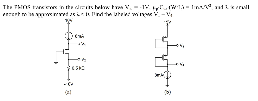 Pmos Vt Solved The PMOS transistors in the circuits below have Vto = | Chegg.com