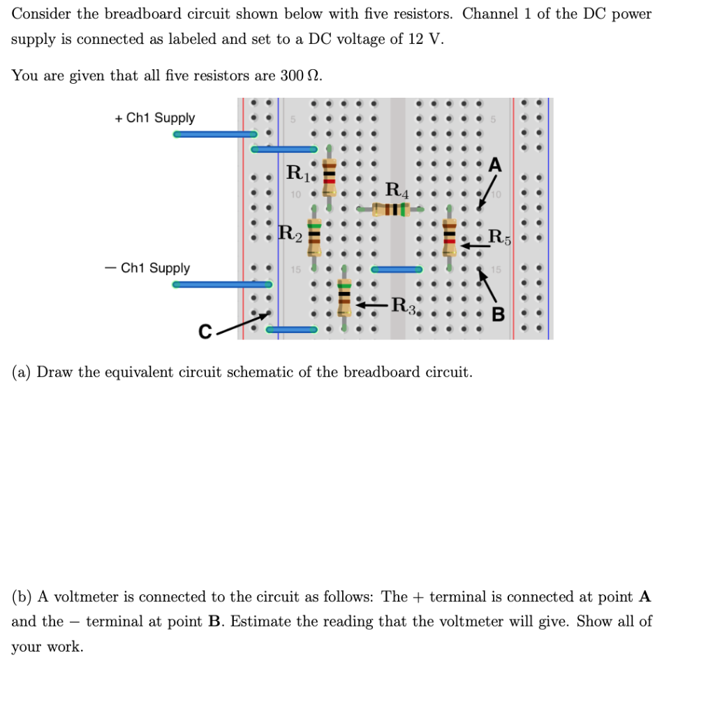 Solved Consider The Breadboard Circuit Shown Below With Five | Chegg.com