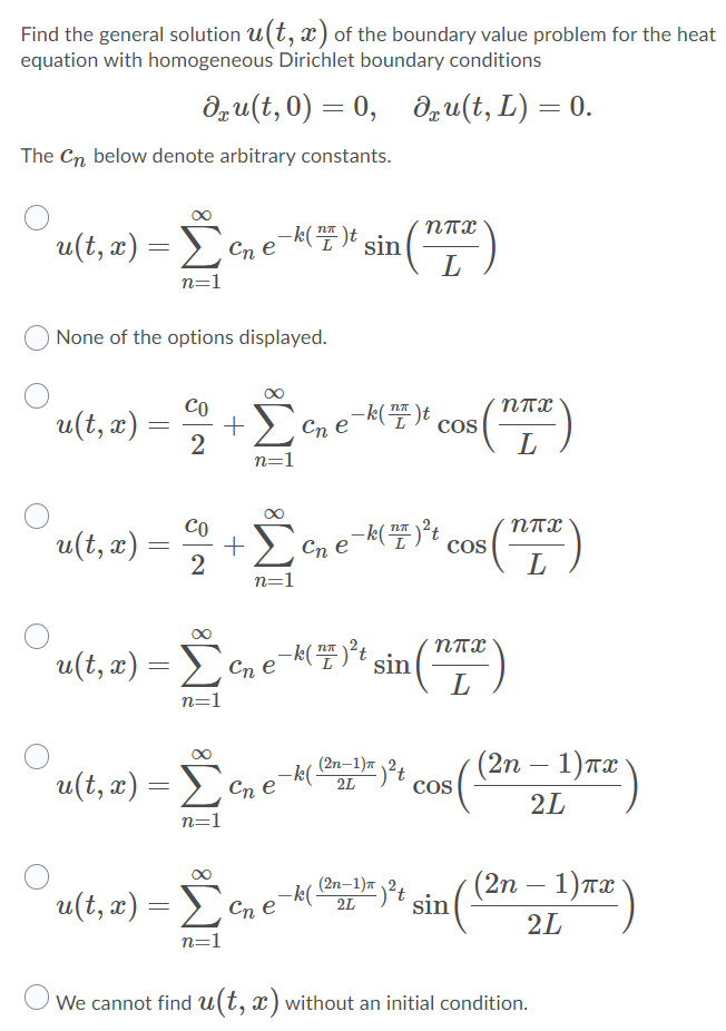 Solved Find The General Solution U T X Of The Boundary Chegg Com