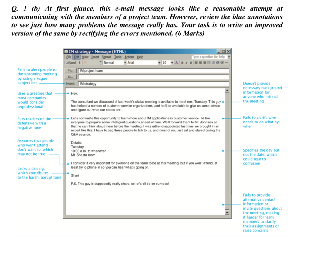 Solved Q. 1 (b) At First Glance, This E-mail Message Looks | Chegg.com