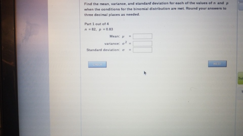 Solved Find the mean, variance, and standard deviation for | Chegg.com