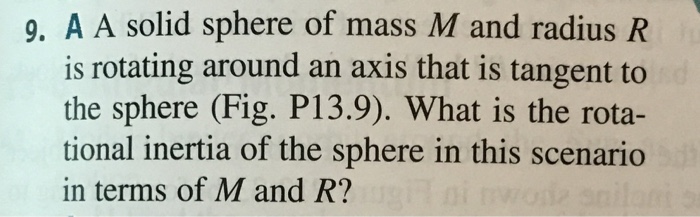 Solved g. A A solid sphere of mass M and radius R is | Chegg.com