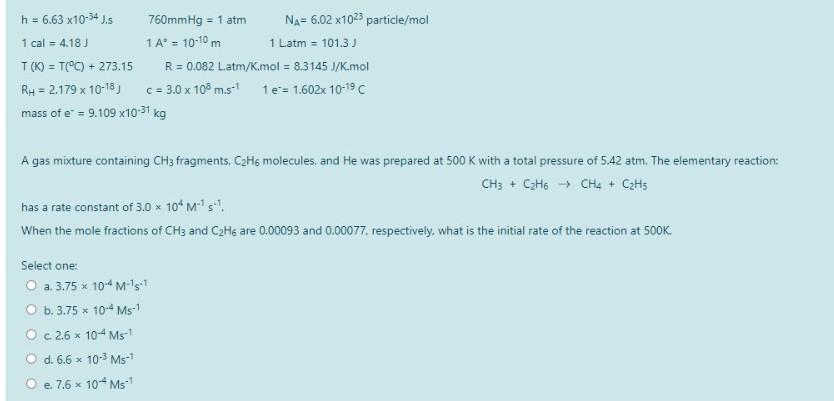 Solved H 6 63 X10 34 J 760mmhg 1 Atm Na 6 02 X1025 Chegg Com
