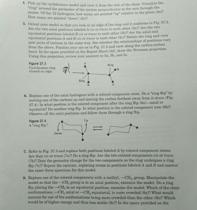 Solved Oh up the cyclohexane model and view it from the side | Chegg.com