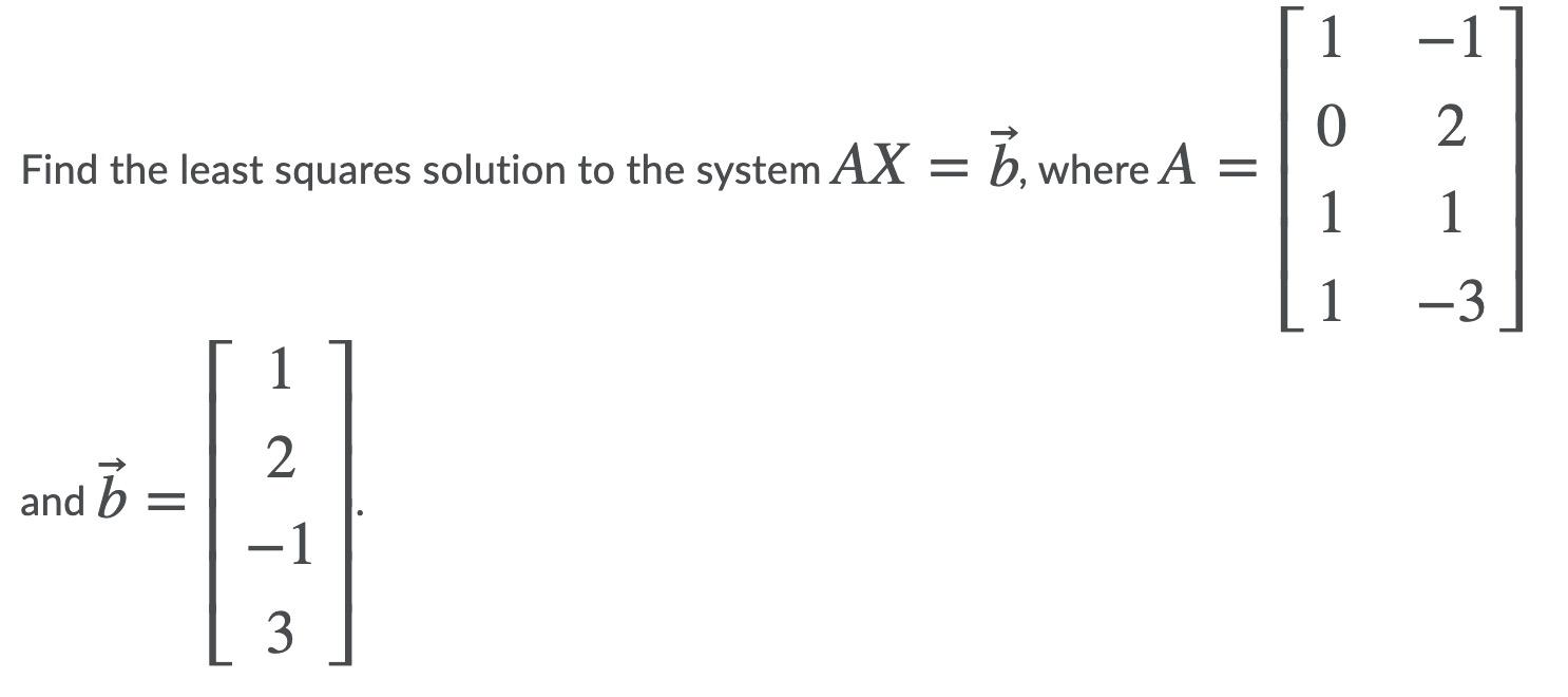 Solved 1 1 0 2 Find The Least Squares Solution To The Sy Chegg Com