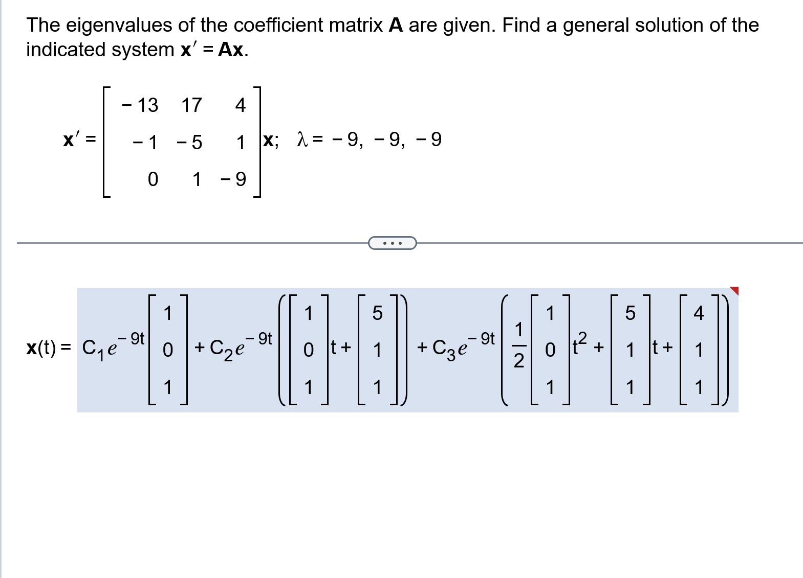 Solved The eigenvalues of the coefficient matrix A are | Chegg.com