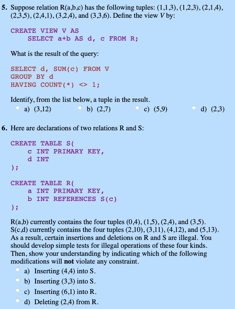 Solved 5 Suppose Relation Rabc Has The Following 2116