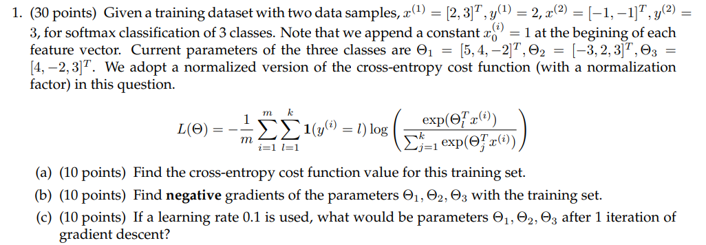 Solved (30 ﻿points) ﻿Given a training dataset with two data | Chegg.com