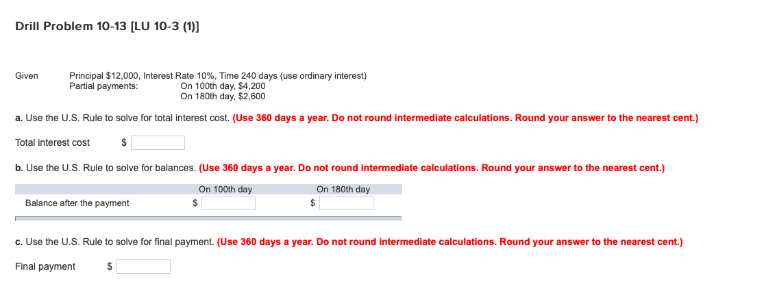 Solved Drill Problem 10 13 LU 10 3 1 Given Principal Chegg