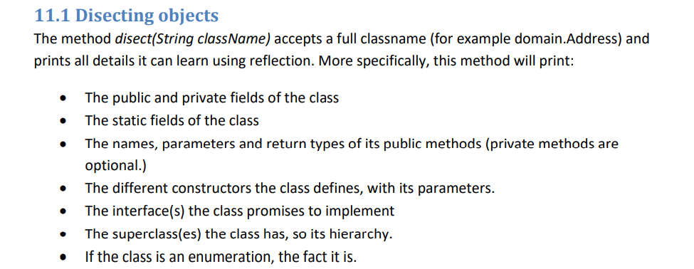 Solved 11.1 Disecting objects The method disect(String | Chegg.com