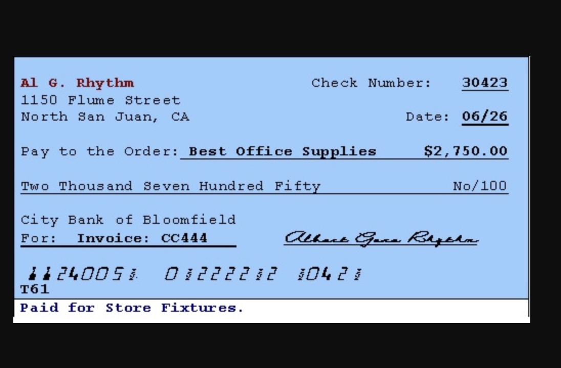 Solved Al G. Rhythm Check Number: 30423 1150 Flume street | Chegg.com