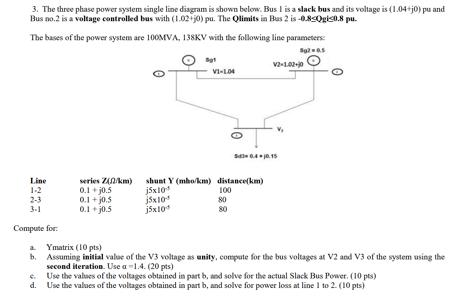 Solved The three phase power system single line diagram is | Chegg.com