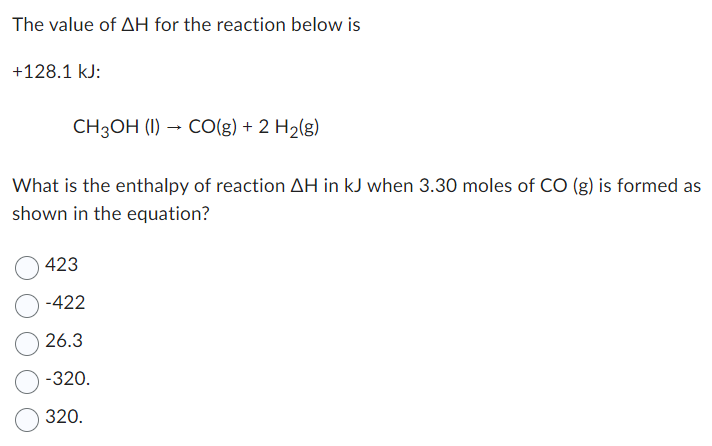 Solved The value of ΔH for the reaction below is +128.1 kJ: | Chegg.com