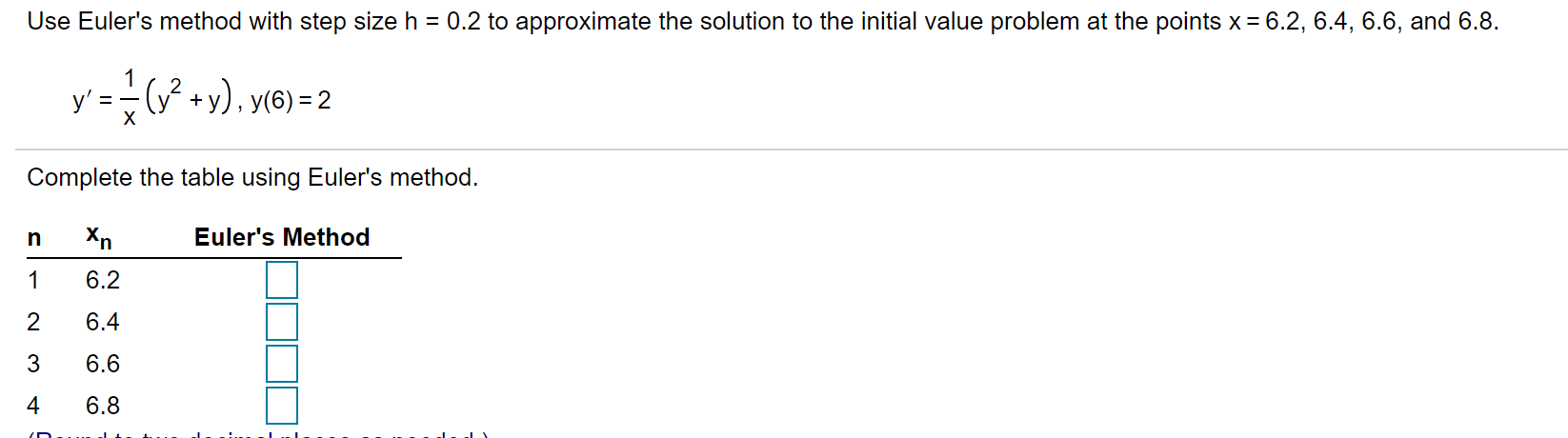 Solved Use Euler's method with step size h = 0.2 to | Chegg.com