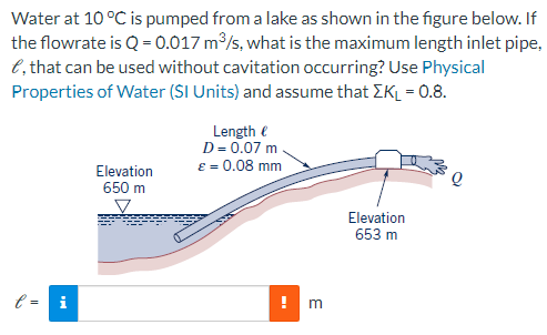 Solved Water at 10°C ﻿is pumped from a lake as shown in the | Chegg.com