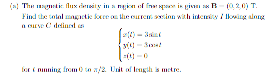 Solved a) The magnetic flux density in a region of free | Chegg.com