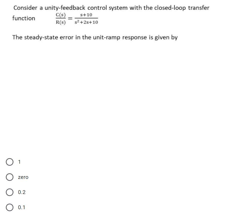 Solved Consider A Unity-feedback Control System With The | Chegg.com