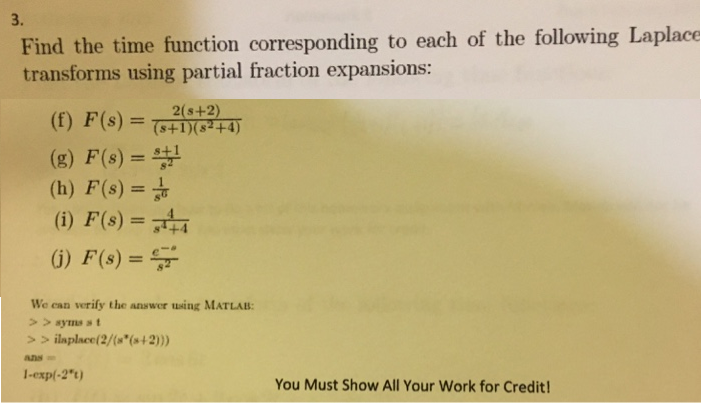 Solved 3. Find The Time Function Corresponding To Each Of | Chegg.com