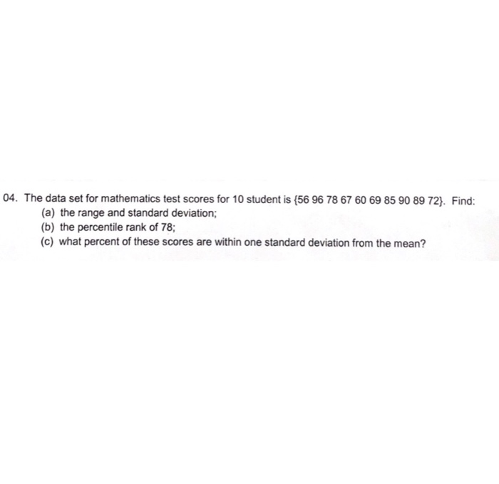 Solved 04. The data set for mathematics test scores for 10 | Chegg.com