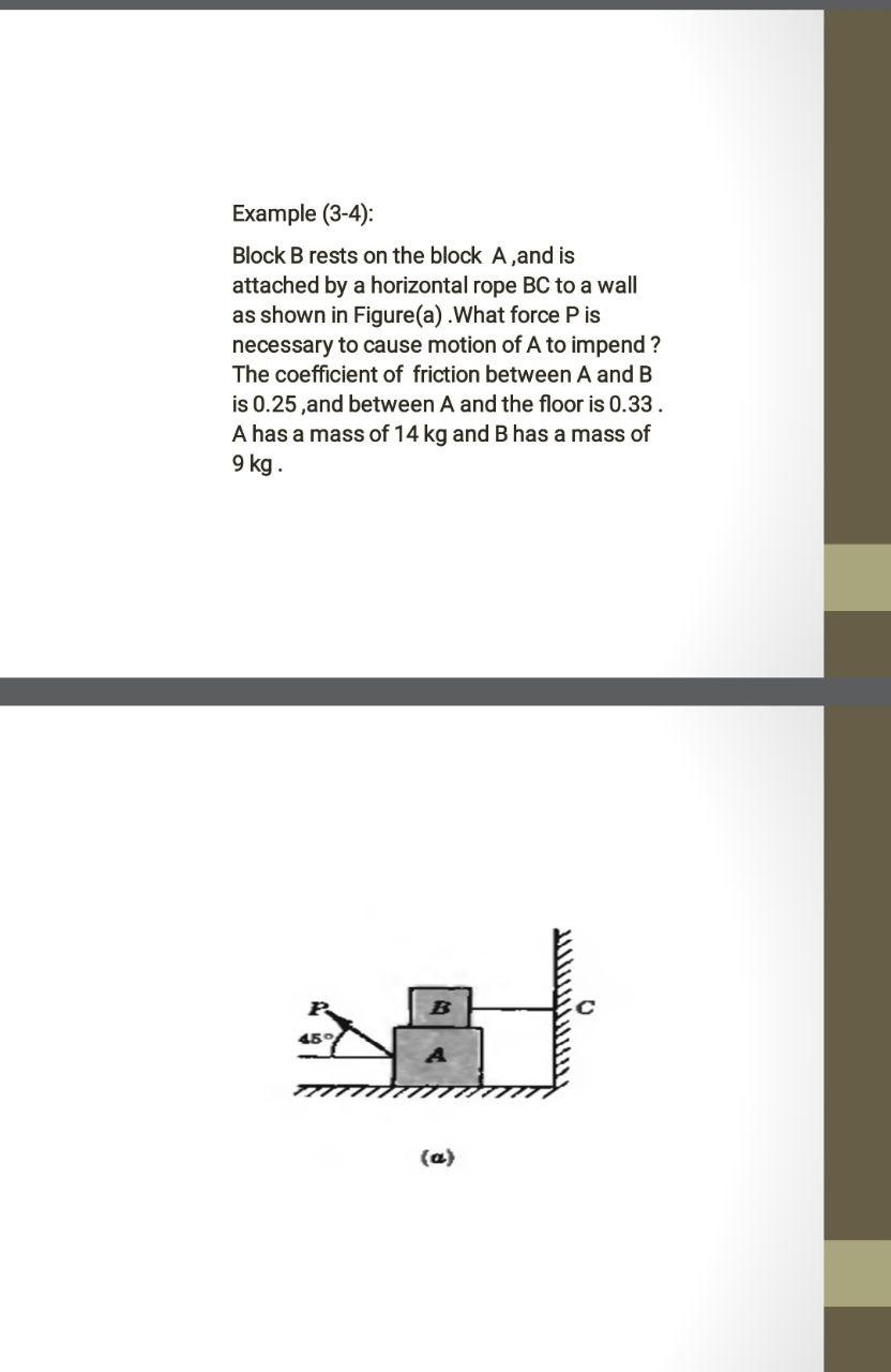 Solved Example (3-4): Block B Rests On The Block A,and Is | Chegg.com