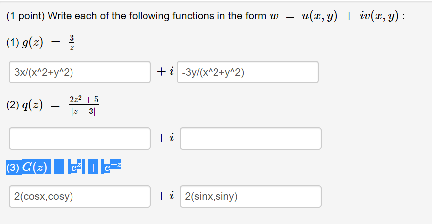 Solved Write each of the following functions in the form w = | Chegg.com
