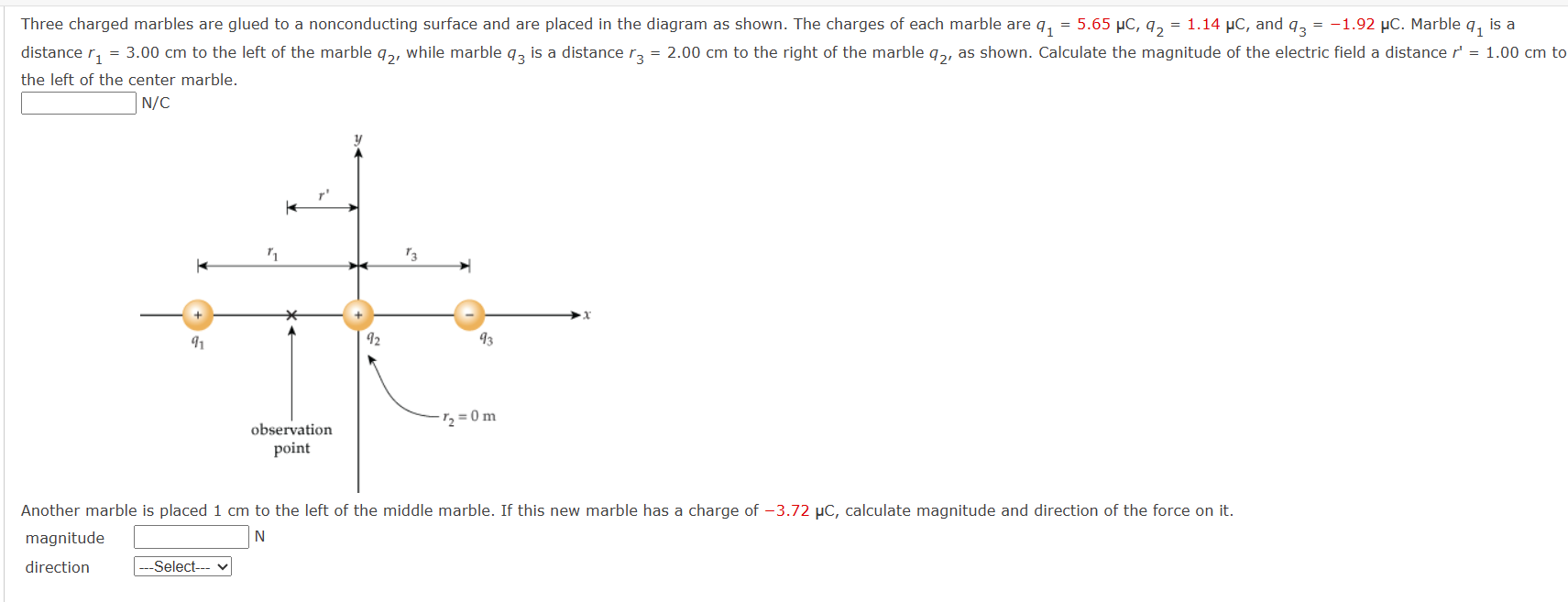 Solved the left of the center marble. N/C Another marble is | Chegg.com