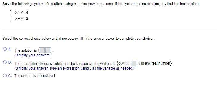 Solved Solve the following system of equations using Chegg