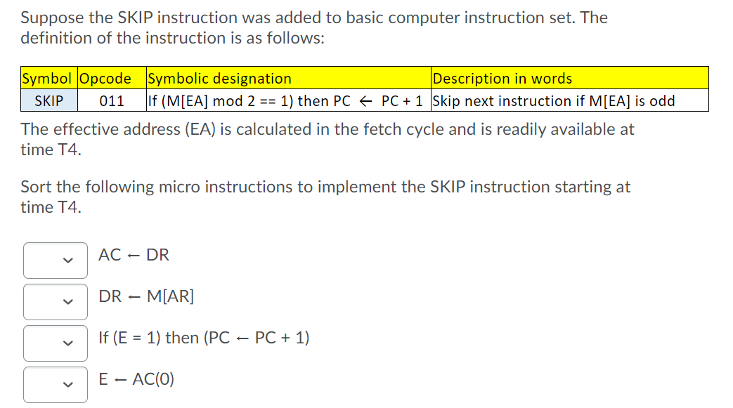 Solved Suppose the SKIP instruction was added to basic | Chegg.com