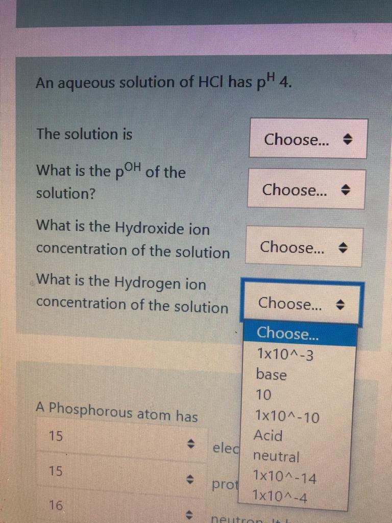 ph of hcl solution is 4 what is its concentration