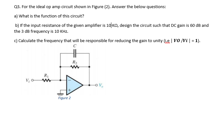 Solved Q3. For the ideal op amp circuit shown in Figure (2). | Chegg.com