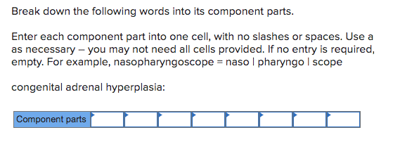 Solved Break Down The Following Words Into Its Component Chegg Com