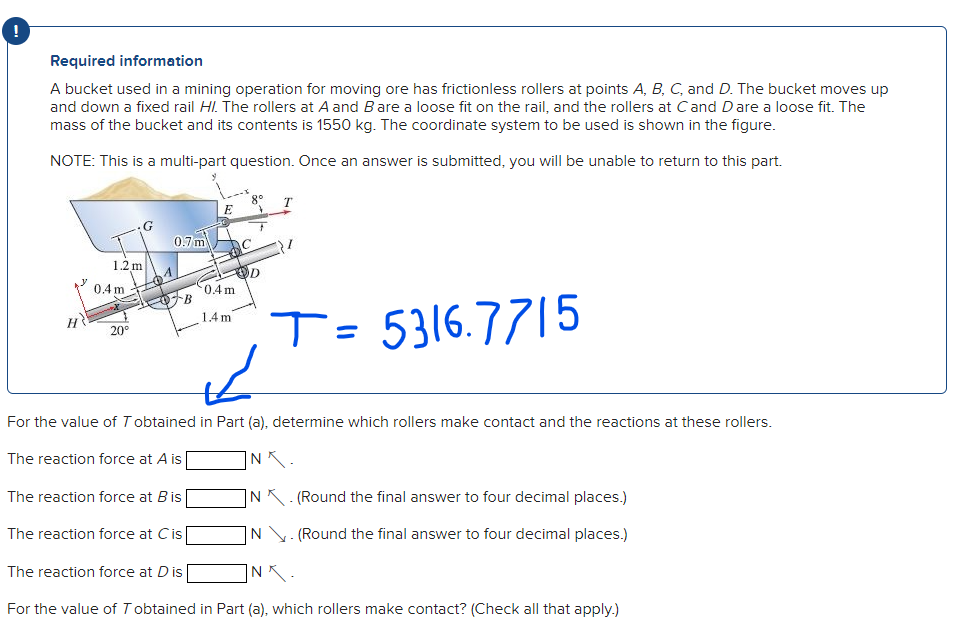 Solved A Bucket Used In A Mining Operation For Moving Ore Chegg Com